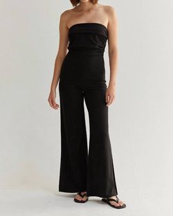 Style 1-188113051-74 CRESCENT Black Size 4 Polyester Spandex Floor Length Straight 1-188113051-74 Jumpsuit Dress on Queenly