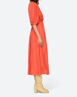 Style 1-1934171505-14 SEA Red Size 0 Sleeves Long Sleeve Military V Neck Straight Dress on Queenly