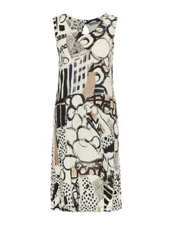 Style 1-1939217985-70 DOLCEZZA Nude Size 0 Jersey Print A-line Pockets Ivory Cocktail Dress on Queenly