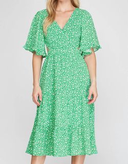 Style 1-198005995-149 SHE + SKY Green Size 12 Floral 1-198005995-149 Ruffles Cocktail Dress on Queenly