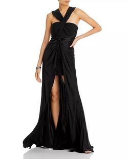 Style 1-276627465-1901 cinq a sept Black Tie Size 6 Satin Jersey Side slit Dress on Queenly