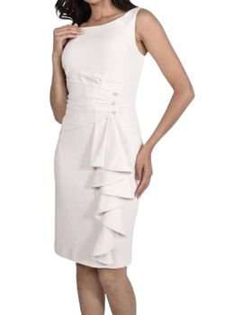 Style 1-2837733205-1901 Frank Lyman Nude Size 6 Tall Height Ivory Cocktail Dress on Queenly