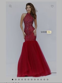 Style 11323 Sherri Hill Red Size 6 Jersey Free Shipping Prom Mermaid Dress on Queenly