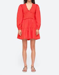 Style 1-3212619832-1901 SEA Red Size 6 Sleeves Long Sleeve Jersey Mini Cocktail Dress on Queenly