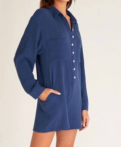 Style 1-3297004846-149 Z Supply Blue Size 12 Long Sleeve Jersey Pockets Jumpsuit Dress on Queenly