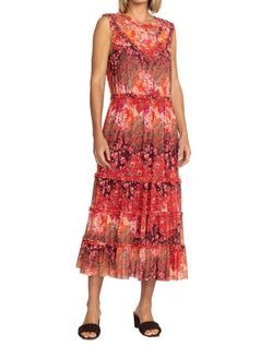 Style 1-339033094-70 Johnny Was Red Size 0 Tall Height 1-339033094-70 Sheer Cocktail Dress on Queenly
