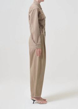 Style 1-3694523741-74 AGOLDE Nude Size 4 1-3694523741-74 Floor Length Silk Jersey Jumpsuit Dress on Queenly