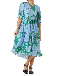 Style 1-3720362154-74 Crosby by Mollie Burch Blue Size 4 Floral Free Shipping Cocktail Dress on Queenly
