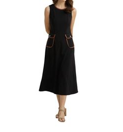Style 1-3768858278-397 Joseph Ribkoff Black Size 14 A-line Pockets Plus Size Cocktail Dress on Queenly