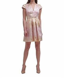 Style 1-3777888609-1901 VINCE CAMUTO Pink Size 6 Shiny Polyester A-line Sleeves Cocktail Dress on Queenly