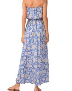 Style 1-3989090558-892 ELAN Blue Size 8 Print Side slit Dress on Queenly