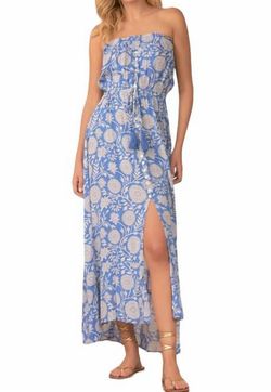 Style 1-3989090558-892 ELAN Blue Size 8 Print Side slit Dress on Queenly