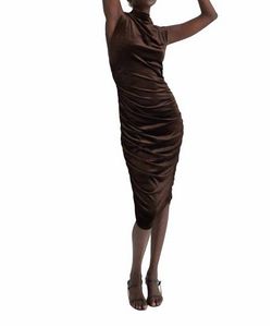 Style 1-4116570788-70 CRESCENT Brown Size 0 Tall Height Free Shipping Polyester Cocktail Dress on Queenly