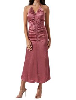 Style 1-821781574-149 ASTR Pink Size 12 V Neck Halter Cocktail Dress on Queenly