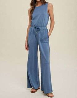 Style 1-98578372-149 WISHLIST Blue Size 12 Pockets Plus Size Keyhole Jumpsuit Dress on Queenly