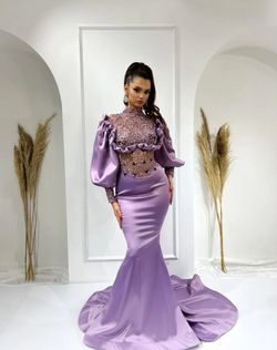 Blini Purple Size 0 Long Sleeve Prom Lavender Mermaid Dress on Queenly