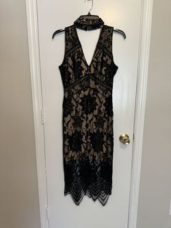 Guess Black Size 4 High Neck Wedding Guest Lace Cocktail Dress on Queenly