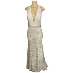 Azaria Bridal Nude Size 8 Ivory Lace Halter Mermaid Dress on Queenly
