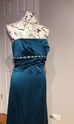 Style 456157 / 439/ 16417W Niki Lavis Blue Size 14 Corset Wedding Guest Mermaid Dress on Queenly