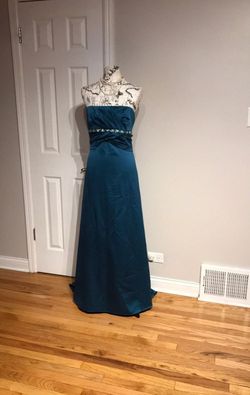 Style 456157 / 439/ 16417W Niki Lavis Blue Size 14 High Low Vintage Prom Mermaid Dress on Queenly