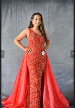 Style 11277 Ashley Lauren Red Size 12 Pageant Plus Size Tall Height Prom Mermaid Dress on Queenly