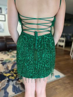Rachel Allan Green Size 2 Prom Jersey Cocktail Dress on Queenly