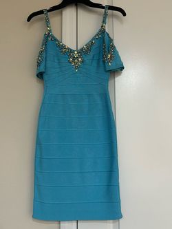 Alyce Paris Blue Size 0 Jersey Homecoming Nightclub Cocktail Dress on Queenly