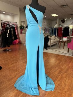 Style 07173 Jovani Blue Size 8 07173 Pageant Mermaid Dress on Queenly