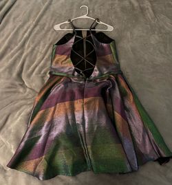 Johnathan Kayne Multicolor Size 16 Plus Size High Neck Cocktail Dress on Queenly