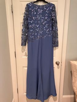 Style CAJ16206LXY Tadashi Shoji Blue Size 10 Polyester Straight Dress on Queenly