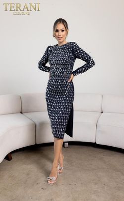 Style 232C1139 Terani Couture Blue Size 10 Navy 232c1139 Tall Height Cocktail Dress on Queenly