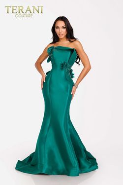 Style 231E0308 Terani Couture Green Size 14 Floor Length Tall Height Mermaid Dress on Queenly
