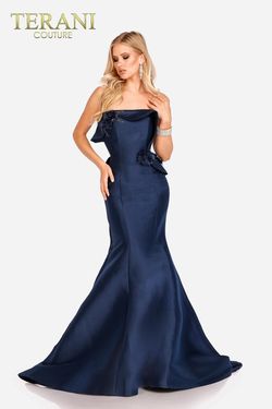 Style 231E0308 Terani Couture Blue Size 6 Floor Length Navy 231e0308 Mermaid Dress on Queenly
