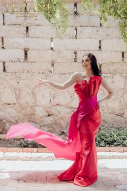 Style 232E1276 Terani Couture Red Size 10 232e1276 Tall Height Hot Pink Mermaid Dress on Queenly