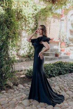Style 232E1289 Terani Couture Black Size 14 232e1289 Tall Height Mermaid Dress on Queenly