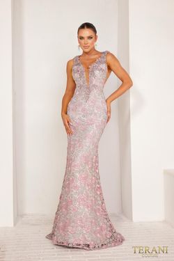 Style 241E2410 Terani Couture Pink Size 10 Silk 241e2410 Floor Length Tall Height Mermaid Dress on Queenly