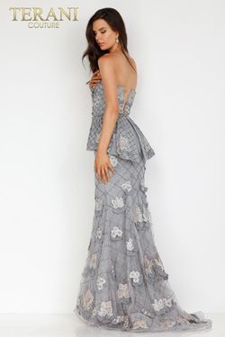 Style 231E0307 Terani Couture Gray Size 10 Tall Height Floor Length Mermaid Dress on Queenly