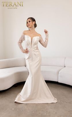 Style 241M2734 Terani Couture Nude Size 18 Floor Length Silk Jersey Mermaid Dress on Queenly