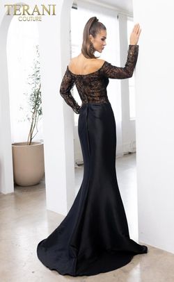 Style 241M2734 Terani Couture Black Size 22 Silk Floor Length Tall Height Mermaid Dress on Queenly