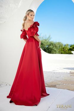 Style 232M1510 Terani Couture Wine Size 14 Tall Height Plus Size Side slit Dress on Queenly