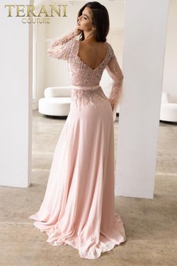 Style 241M2718 Terani Couture Pink Size 14 Tulle Floor Length Straight Dress on Queenly