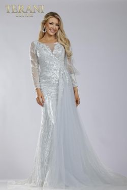 Style 231M0490 Terani Couture Silver Size 22 Tall Height 231m0490 Plus Size A-line Dress on Queenly