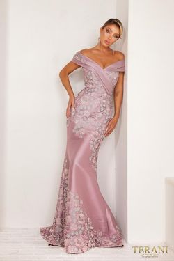 Style 241M2701 Terani Couture Pink Size 22 Silk Floor Length Tall Height Mermaid Dress on Queenly
