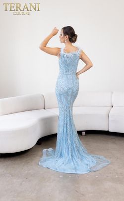Style 241GL2606 Terani Couture Blue Size 18 Floor Length Tall Height Mermaid Dress on Queenly