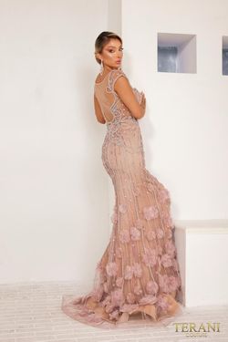 Style 241GL2625 Terani Couture Pink Size 12 Floor Length Tall Height Mermaid Dress on Queenly