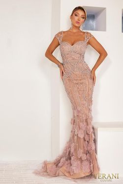 Style 241GL2625 Terani Couture Pink Size 12 241gl2625 Plus Size Floor Length Mermaid Dress on Queenly