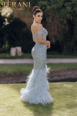 Style 232GL1478 Terani Couture Silver Size 20 232gl1478 Floor Length Tall Height Mermaid Dress on Queenly