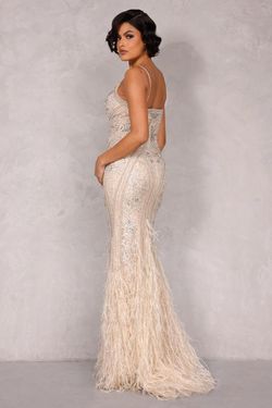 Style 2221GL0413 Terani Couture Nude Size 16 Plus Size Tall Height 2221gl0413 Mermaid Dress on Queenly