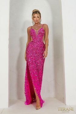 Style 241P2163 Terani Couture Pink Size 10 241p2163 Tall Height Side slit Dress on Queenly