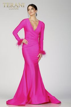 Style 231P0074 Terani Couture Hot Pink Size 20 Barbiecore Floor Length Prom Mermaid Dress on Queenly